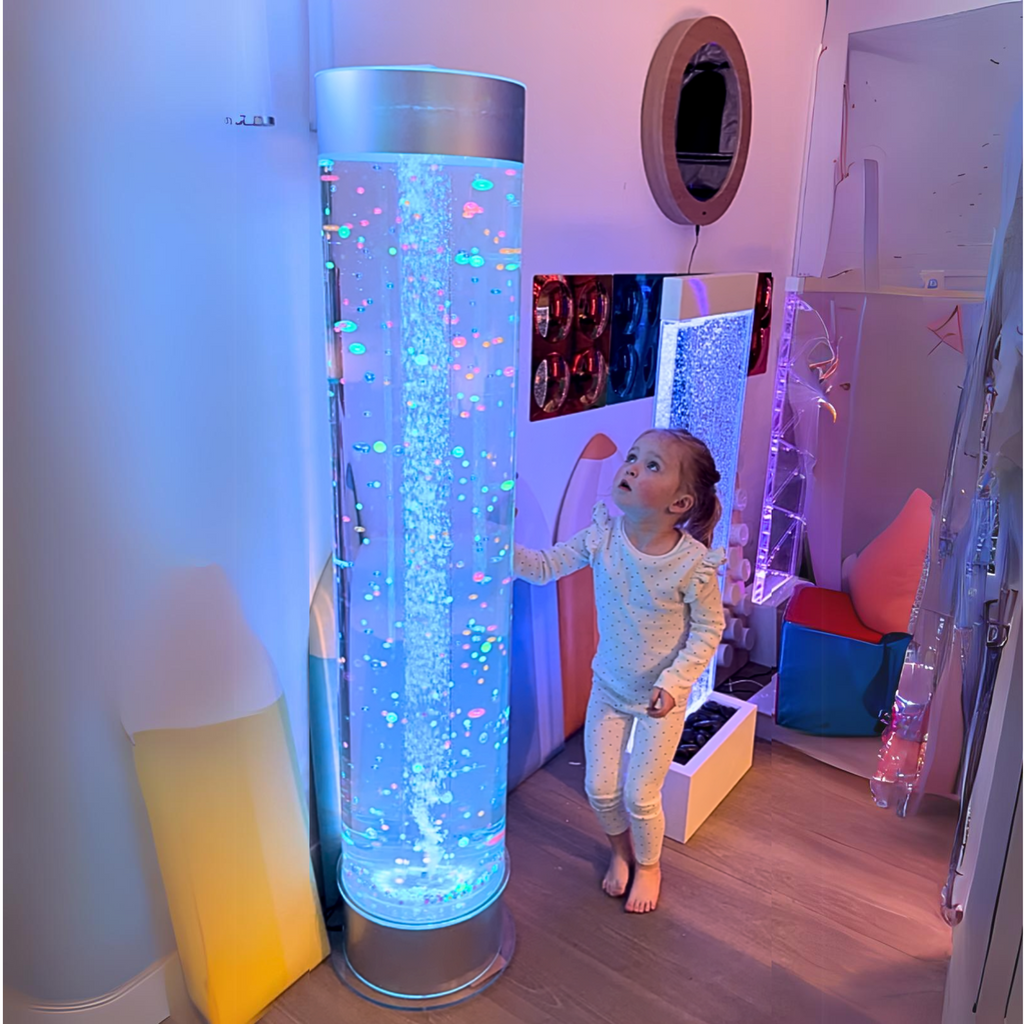 Playlearn Jumbo Bubble Tube Extra Wide with Floating Balls and Remote 1.5m Tall x 30cm Dia.