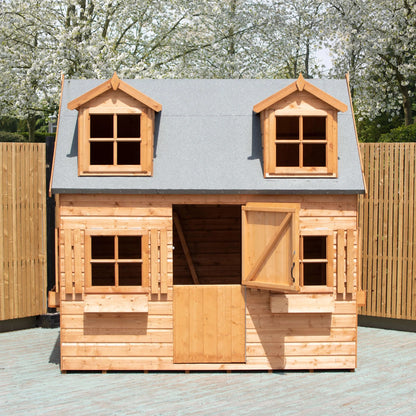 Shire Hatter’s House 8x6ft Wooden Playhouse – Kids Garden Outdoor Playhouse